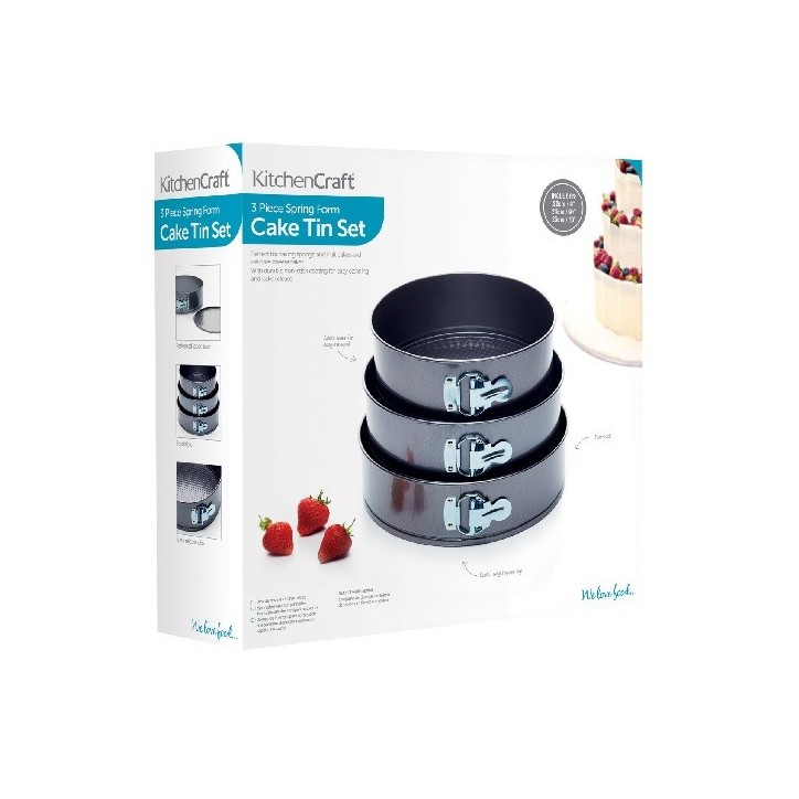 KitchenCraft Antihaft Springformen Set, 3 Stück