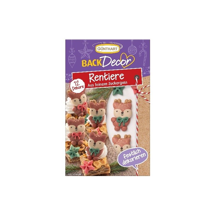 Günthart Reindeer Sugar Decorations, 12 pcs