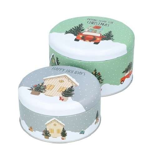 Birkmann Cookie Tin Set "Happy Holidays", 2 pcs