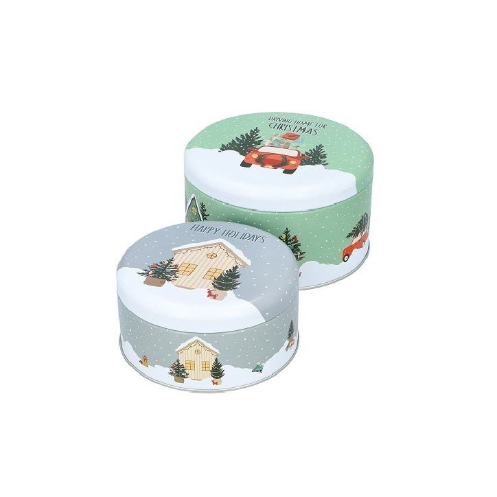 Birkmann Cookie Tin Set "Happy Holidays", 2 pcs