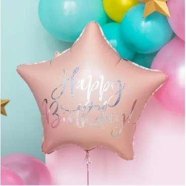 PartyDeco Happy Birthday Pink Foil Balloon, 40cm