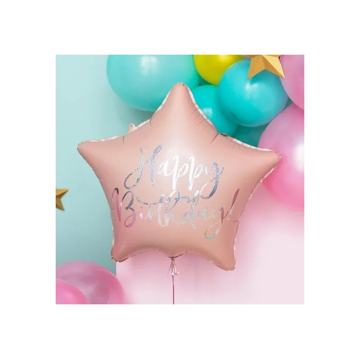 PartyDeco Happy Birthday Pink Foil Balloon, 40cm