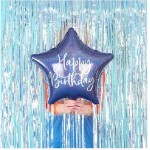 PartyDeco Happy Birthday Navy Blau Folienballon, 40cm