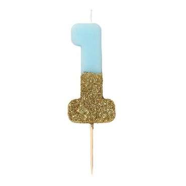 1 Blue Glamour Number Candle – Perfect for Birthdays & Anniversaries