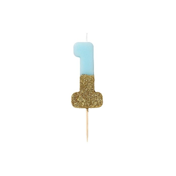 1 Blue Glamour Number Candle – Perfect for Birthdays & Anniversaries