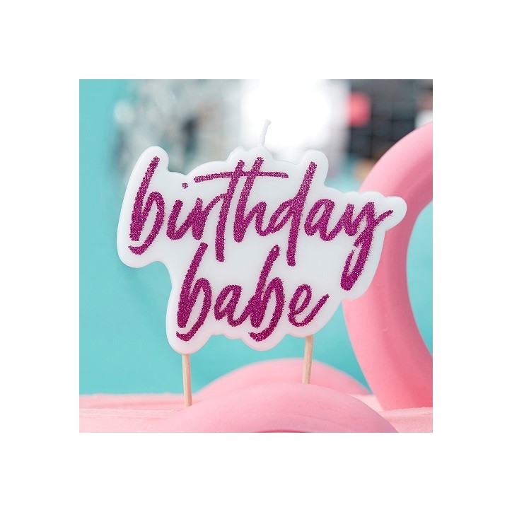 Ginger Ray Birthday Babe Candle Pink Glitter – Birthday Cake Decor