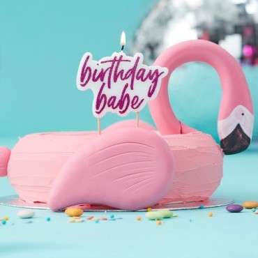 Ginger Ray Birthday Babe Candle Pink Glitter – Birthday Cake Decor