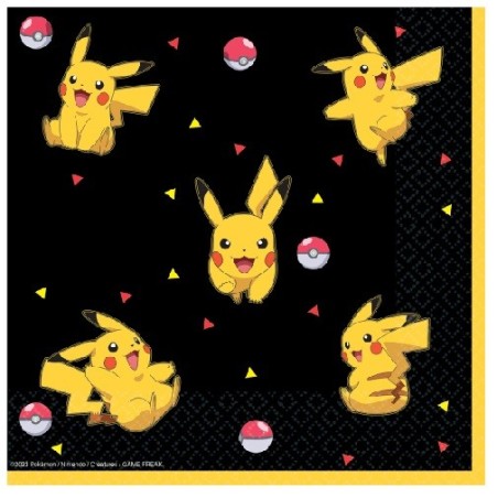 Amscan Pokemon Pikachu Napkins, 16 pcs