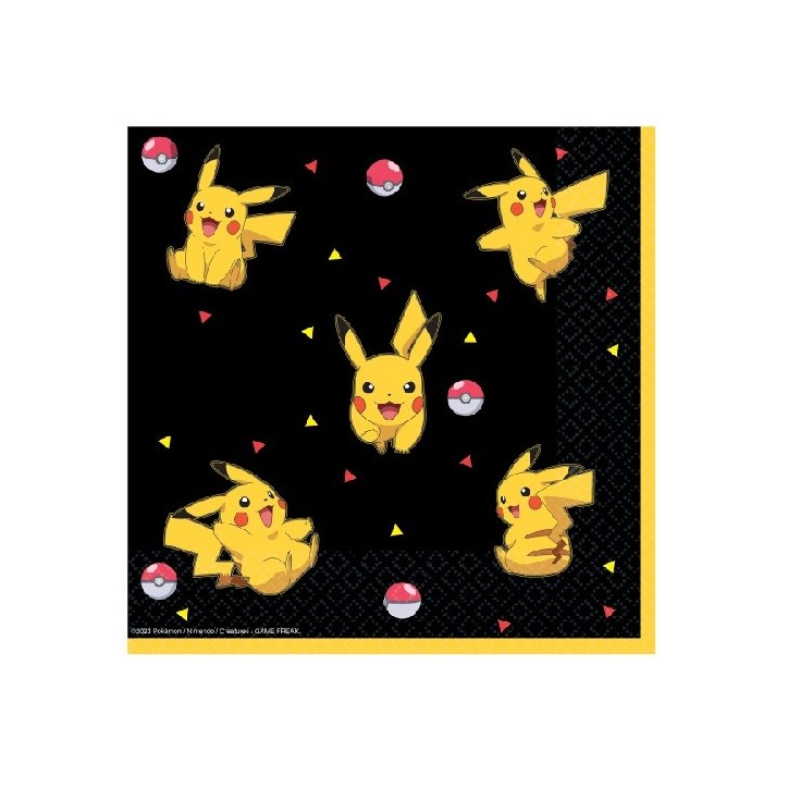 Amscan Pokemon Pikachu Napkins, 16 pcs