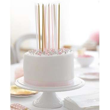 Talking Tables Pink, White & Gold Birthday Candles – 18cm, Set of 16