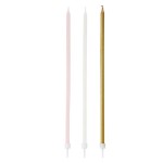 Talking Tables Long Gold-Pink-White Birthday Candles, 16 Pcs