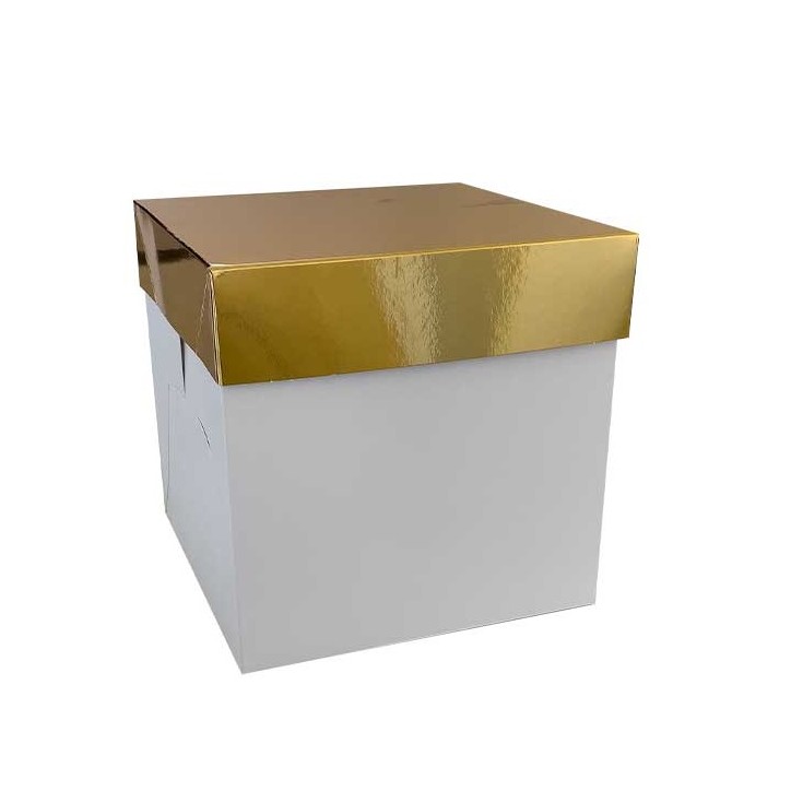 Tortenschachtel 20x20x20cm mit goldenem Deckel – Set 20 Stück