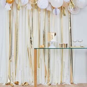 Ginger Ray Streamer Backdrop Gold & Weiss – Elegante Party Deko