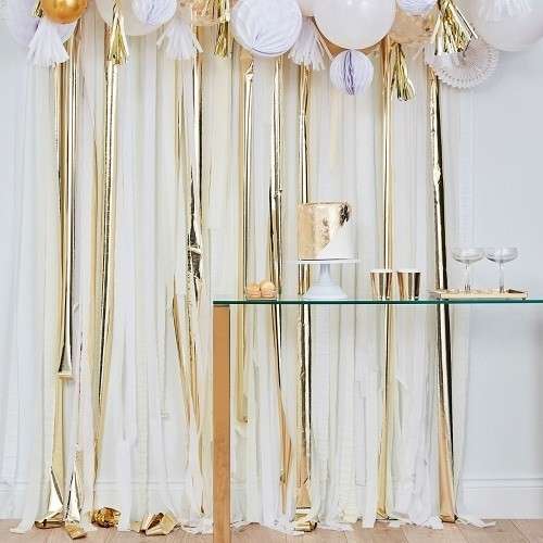 Ginger Ray White, Cream & Gold Streamer Backdrop