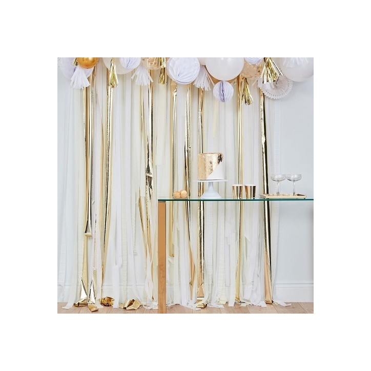 Ginger Ray Streamer Backdrop Gold & Weiss – Elegante Party Deko