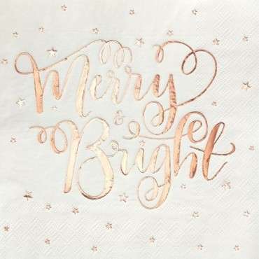 Ginger Ray Merry & Bright Rose Gold Napkins – 20 Pieces