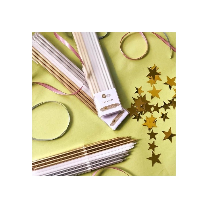 Talking Tables Long Metallic Candles Gold-Silver-White