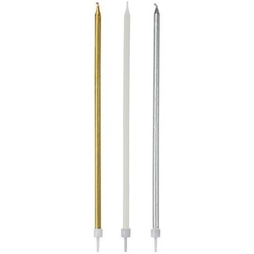 Talking Tables Long Metallic Candles Gold-Silver-White