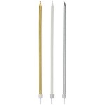 Talking Tables Long Gold-White-Silver Birthday Candles, 16 Pcs