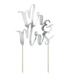 PartyDeco Silver Mr & Mrs Cake Topper