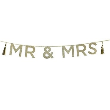 Talking Tables Mr & Mrs Gold Glitter Girlande – Hochzeitsdeko