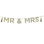 Talking Tables Mr & Mrs Glitter Banner Gold, 2m