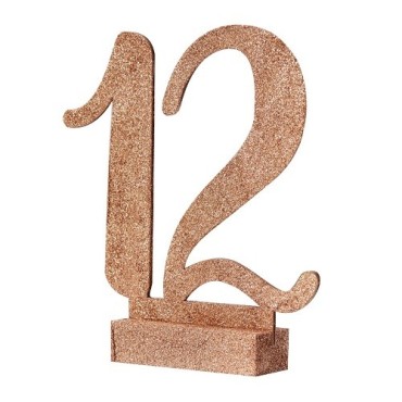 Ginger Ray Rose Gold Glitter Wooden Table Numbers 1-12