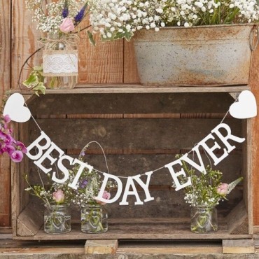 Ginger Ray Best Day Ever Wooden Garland – Wedding & Party Decor