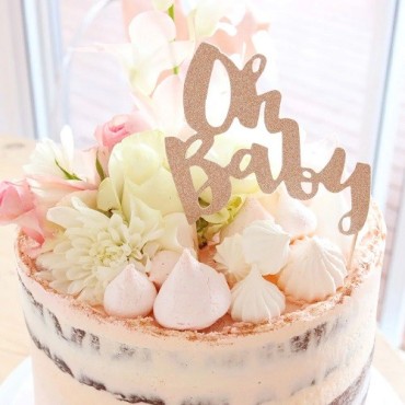 Oh Baby Glitter Cake Topper Roségold – Perfekt für Babyshowers