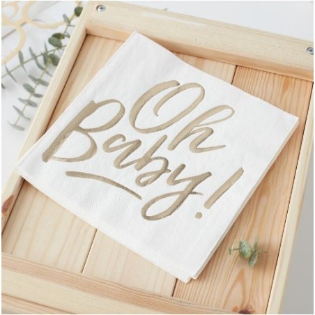 Ginger Ray Servietten Oh Baby! – Perfekt für Babyshower & Taufen