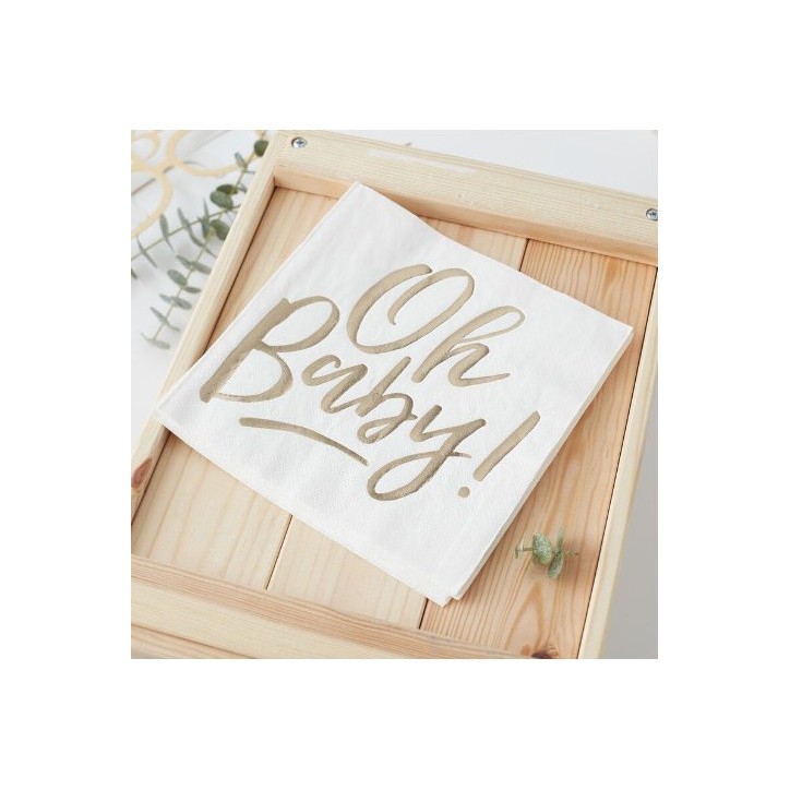 Ginger Ray Servietten Oh Baby! – Perfekt für Babyshower & Taufen