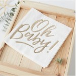 Ginger Ray Oh Baby! Napkins, 16 pcs