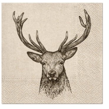 PAW Deer Head Napkins, 20 pcs