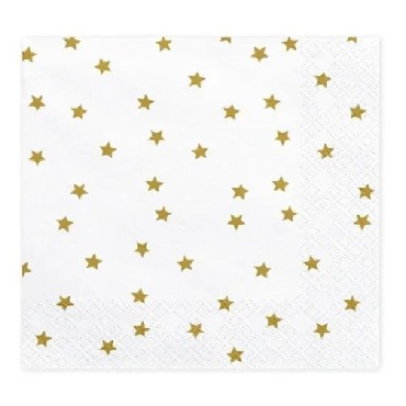 PartyDeco Napkins Gold Stars, 20 pcs