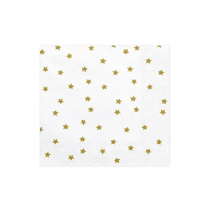 PartyDeco Napkins Gold Stars, 20 pcs