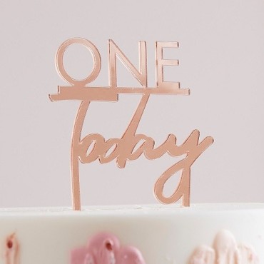 Ginger Ray One Today Cake Topper – Rose Gold, First Birthday