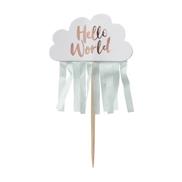 Ginger Ray Hello World Cupcake Toppers – Baby Shower Decoration