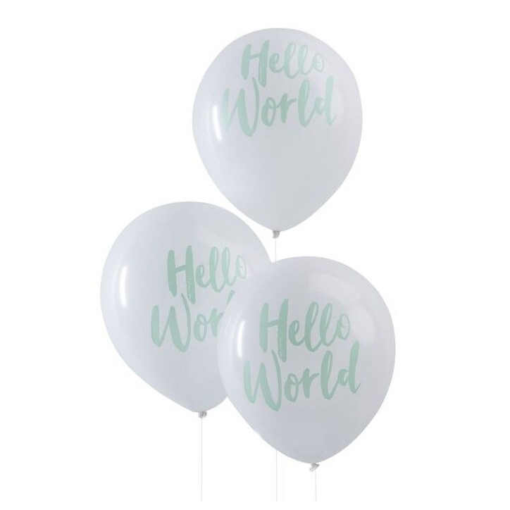 Ginger Ray Hello World Luftballons – Babyparty Deko, 10 Stück