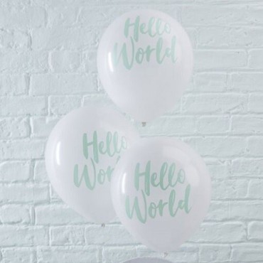 Ginger Ray Hello World Luftballons – Babyparty Deko, 10 Stück