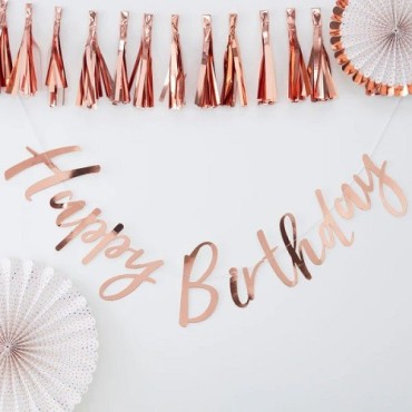 Ginger Ray Happy Birthday Garland Rose Gold – 1.5 Meters