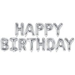 PartyDeco HAPPY BIRTHDAY Foil Balloons Set Silver