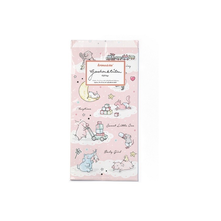 krima&isa Baby Animal Gift Bags – Pink, 6-Pack for Baby Showers 🍼