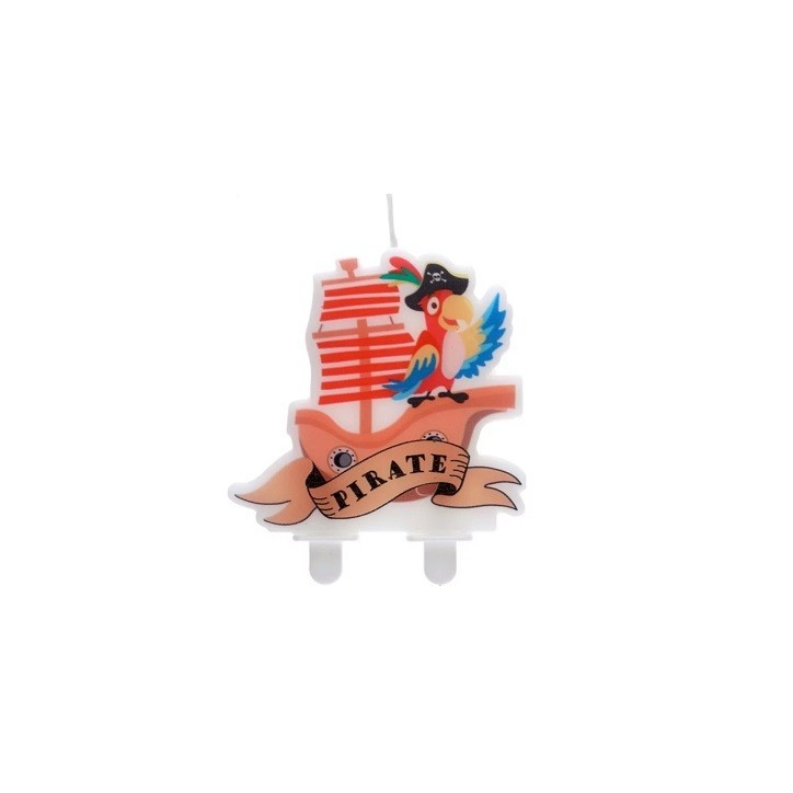 Santex Birthday Candle Pirate Ship with Parrot – 7x7 cm