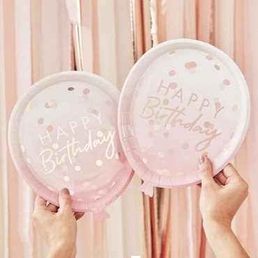 Elegant Happy Birthday Balloon Plates Ginger Ray Balloon shaped plates