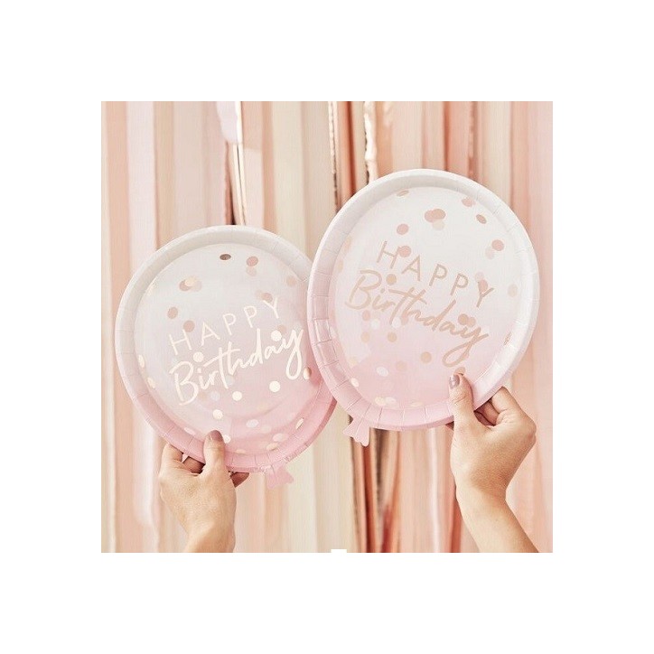 Elegant Happy Birthday Balloon Plates Ginger Ray Balloon shaped plates