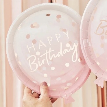 Elegant Happy Birthday Balloon Plates Ginger Ray Balloon shaped plates