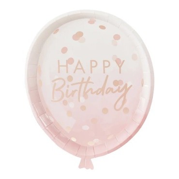 Elegant Happy Birthday Balloon Plates Ginger Ray Balloon shaped plates