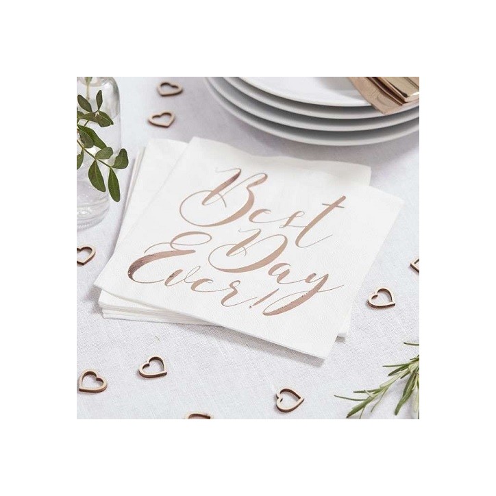 Ginger Ray Best Day Ever Napkins | Rose Gold | 20 Pack