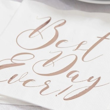 Ginger Ray Best Day Ever Napkins | Rose Gold | 20 Pack