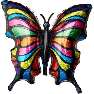 🦋 Regenbogen Schmetterling Folienballon 84 cm | Partydeko